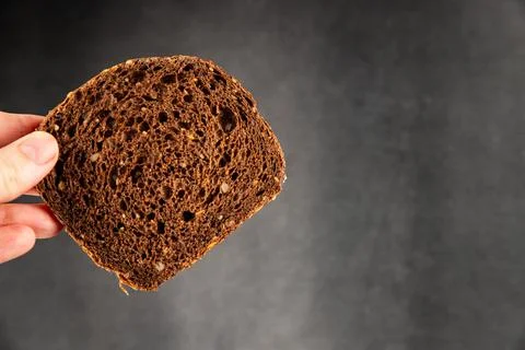 Black bread whole-grain rye flour slices of dark bread healthy eating delic.. Stock Photos