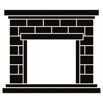 Black brick fireplace icon vector illustration isolated on white background. Stock Illustration
