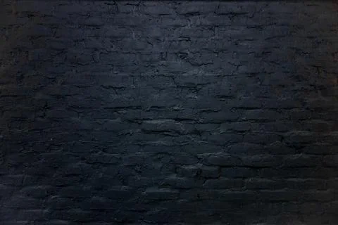 Black brick wall background. Backdrop of design interior in grunge style. Rou 스톡 사진