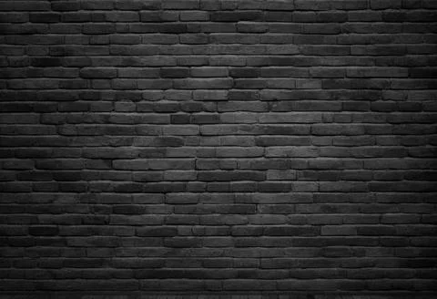 Black brick wall background texture. AI generative Stockfoto's