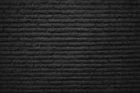 Black brick wall, brick background for art design. Stock Photos