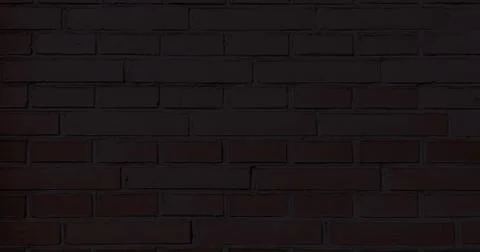 Black brick wall, dark background for design. Part of black painted brick wal Fotos Stock