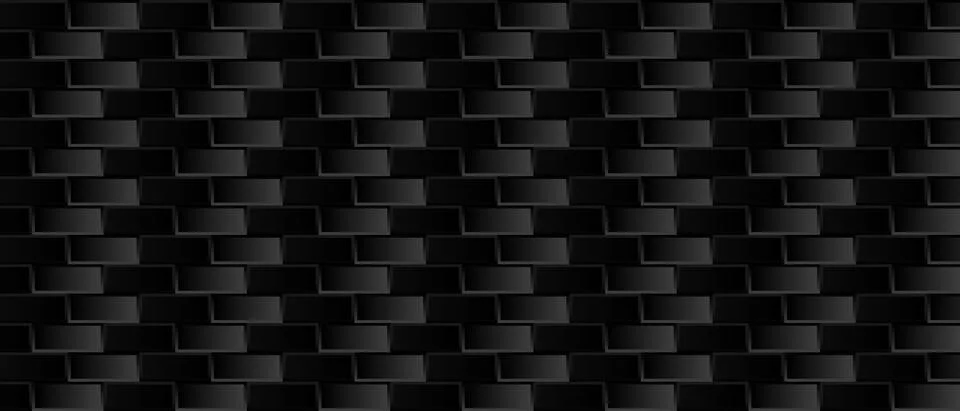 Black brick wall geometric pattern vector background. 스톡 일러스트