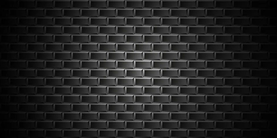 Black brick wall geometric pattern vector background. 스톡 일러스트