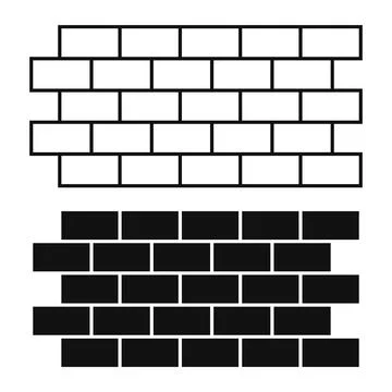 Black brick wall pattern isolated on white background Stock Illustration
