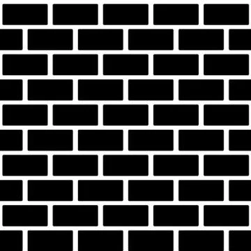 Black brick wall seamless pattern. Simple building stonewall background イラスト素材