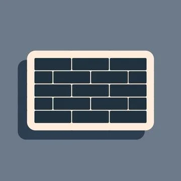 Black Bricks icon isolated on grey background. Long shadow style. Vector Stock Illustration