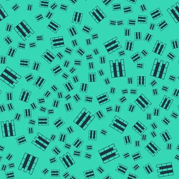Black Bricks icon isolated seamless pattern on green background. Vector Stock Illustration