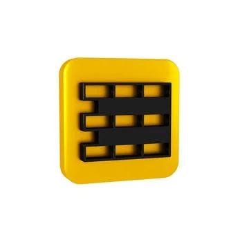 Black Bricks icon isolated on transparent background. Yellow square button. Stock Illustration