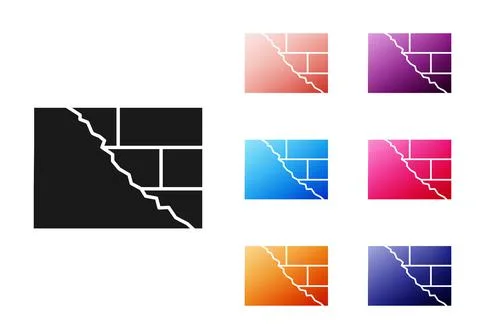 Black Bricks icon isolated on white background. Set icons colorful. Vector Ilustración de archivo