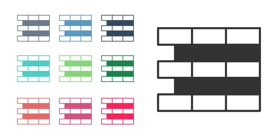 Black Bricks icon isolated on white background. Set icons colorful. Vector Stock Illustration