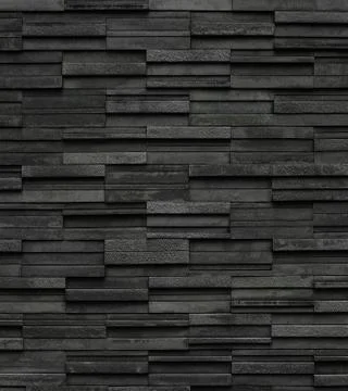 Black bricks slate texture background, slate stone wall texture Stock Photos