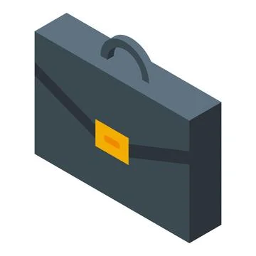 Black briefcase closed isometric view Stock Illustration