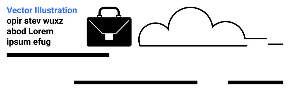 Black briefcase, cloud, and text elements. Ideal for business presentations,  스톡 일러스트