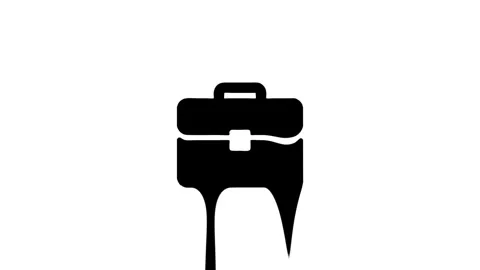 Black Briefcase Icon Isolated on White Background Slowly Melting Stock Footage 327761536