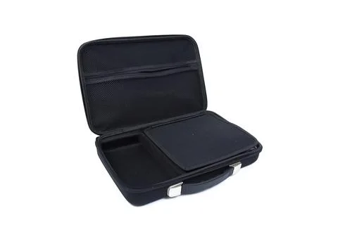 Black briefcase open. Stock Photos