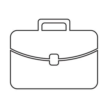 Black briefcase vector line icon isolated on white background Stock Illustration