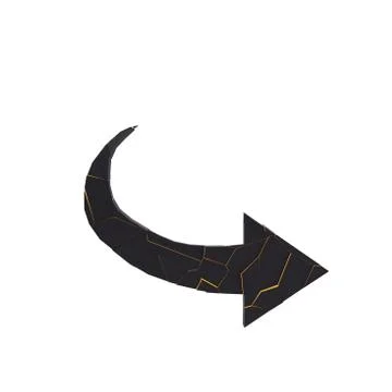 Black broken arrow pointer with reflection Stock Illustration