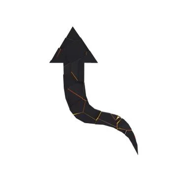 Black broken arrow pointer with reflection イラスト素材