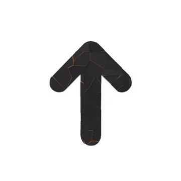 Black broken arrow pointer with reflection Stock Illustration