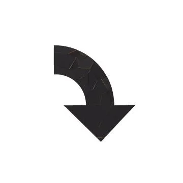 Black broken arrow pointer with reflection Stock Illustration