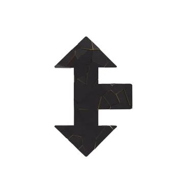 Black broken arrow pointer with reflection Stock Illustration