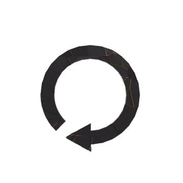 Black broken arrow pointer with reflection Stock Illustration