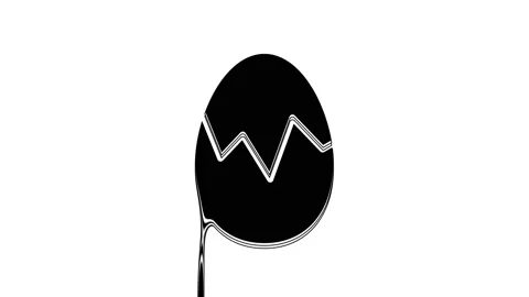 Black Broken egg icon isolated on white background. Happy Easter. 4K Video 動画素材 233977512
