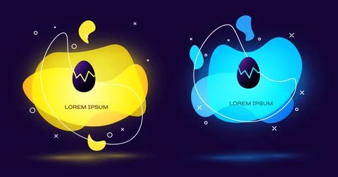 Black Broken egg icon isolated on black background. Happy Easter. Abstract Illustrazione stock