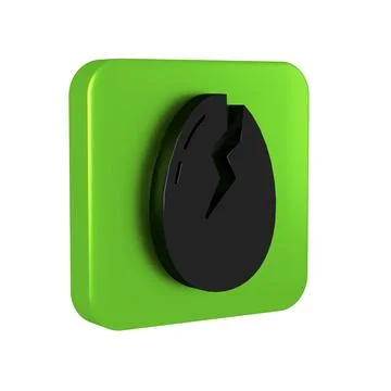 Black Broken egg icon isolated on transparent background. Happy Easter. Gre.. Illustrazione stock