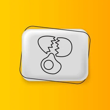 Black Broken egg icon isolated on yellow background. Happy Easter. Silver r.. 스톡 일러스트