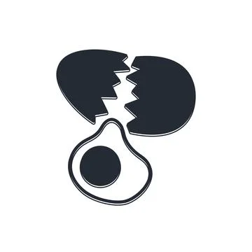 Black Broken egg icon isolated on white background. Happy Easter.  Vector Illustrazione stock