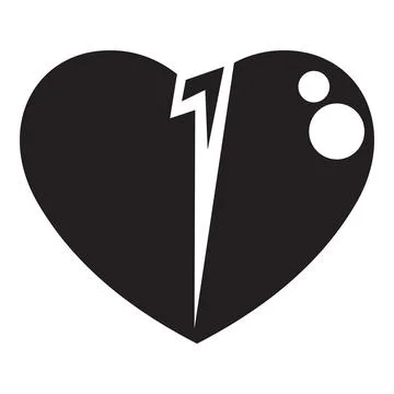 Black broken heart split in two signifying a broken relationship 스톡 일러스트