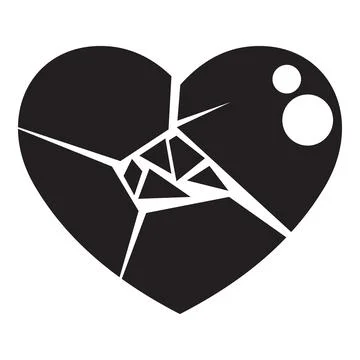 Black broken heart symbolizing lost love and sadness Stock Illustration