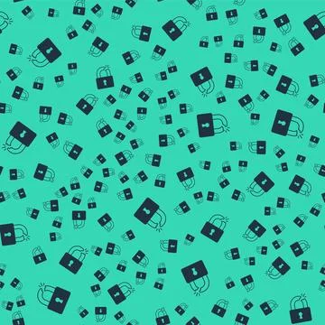 Black Broken or cracked lock icon isolated seamless pattern on green background Stock Illustration