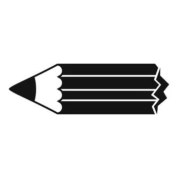 Black broken pencil icon representing education and creativity Illustrazione stock