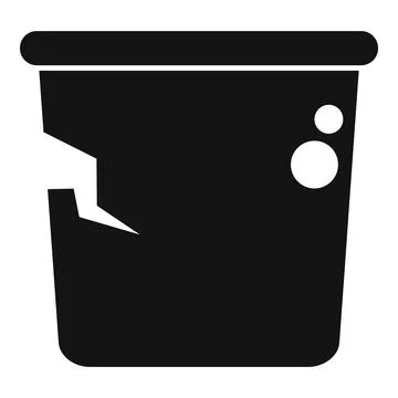 Black broken plastic bucket icon showing a crack Stock-Illustration