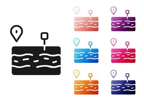 Black Broken road icon isolated on white background. Set icons colorful. Vect 스톡 일러스트