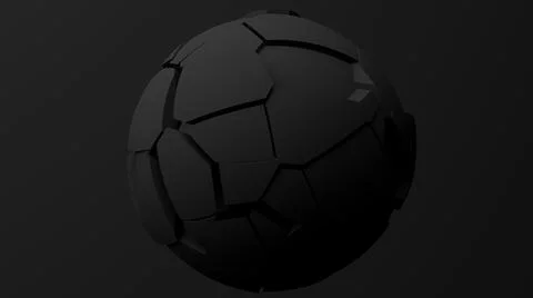 Black broken sphere, black background. 3d render. Stock Illustration