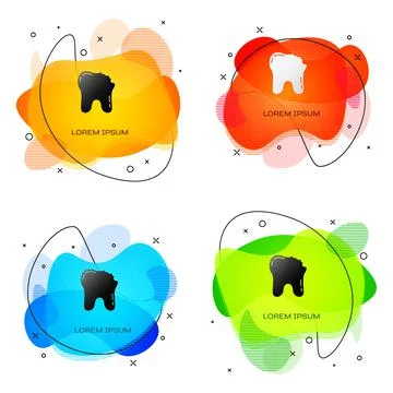 Black Broken tooth icon isolated on white background. Dental problem icon Illustrazione stock