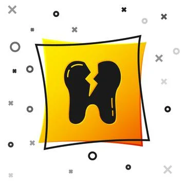 Black Broken tooth icon isolated on white background. Dental problem icon Stockillustratie