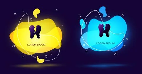 Black Broken tooth icon isolated on black background. Dental problem icon イラスト素材
