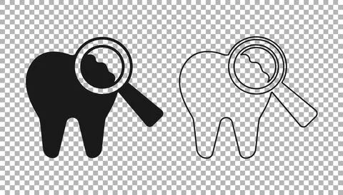 Black Broken tooth icon isolated on transparent background. Dental problem icon イラスト素材