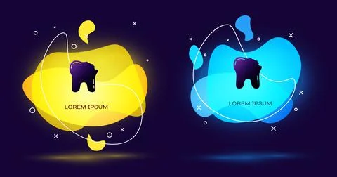 Black Broken tooth icon isolated on black background. Dental problem icon Stock Illustration
