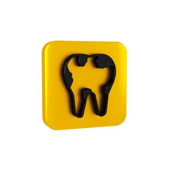 Black Broken tooth icon isolated on transparent background. Dental problem .. イラスト素材
