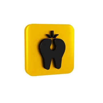 Black Broken tooth icon isolated on transparent background. Dental problem .. Stock Illustration