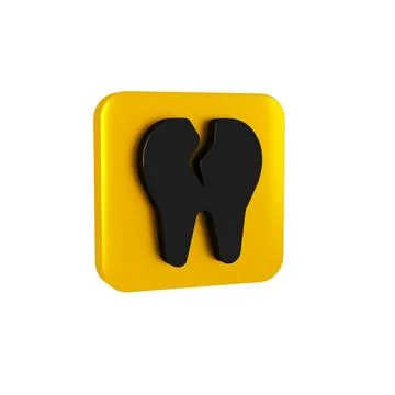 Black Broken tooth icon isolated on transparent background. Dental problem .. イラスト素材