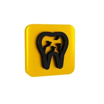 Black Broken tooth icon isolated on transparent background. Dental problem .. イラスト素材
