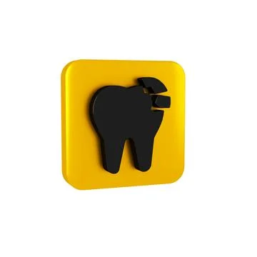 Black Broken tooth icon isolated on transparent background. Dental problem .. イラスト素材