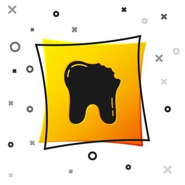 Black Broken tooth icon isolated on white background. Dental problem icon. De Stock Illustration